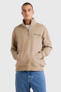 RVCA United Half Zip Crew Mushroom