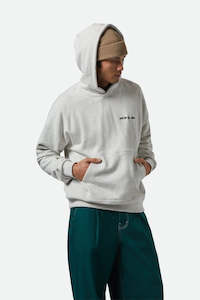 BRIXTON Emboidered Heavy Weight Hood Heather Grey Ash