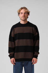 Knits Mens: RPM Stripe Merino Knit Brown Stripe