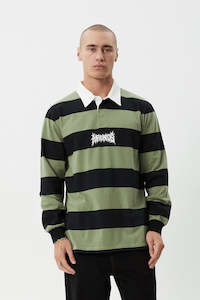 AFENDS Mental Rugby Ls Tee Oil Green