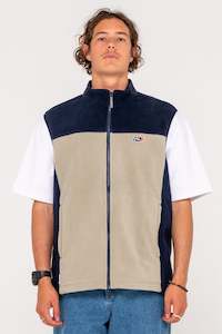 RUSTY On The Run Tech Fleece Vest Abbey Stone
