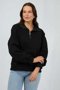 SILENT THEORY Silent Luxe Quarter Zip Crew Black