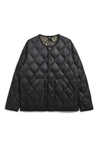 Down Jacket Womens: TAION Military Crew Neck Down Jacket Black