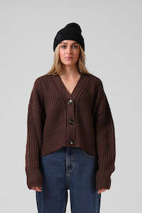 Knits Womens: RPM Chunky Cardigan Chocolate
