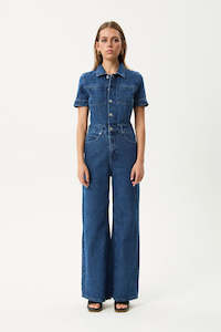 AFENDS Miami Denim Flared Jumpsuit Authentic Blue