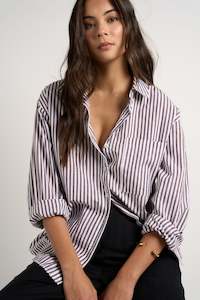 STORIES BE TOLD You Got This Oversize Shirt Chocolate Stripe