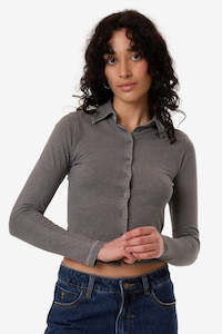 THRILLS Hemp Collared Long Sleeve Grey Ash