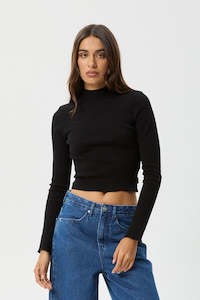 AFENDS Iconic Long Sleeve Rib Top Black