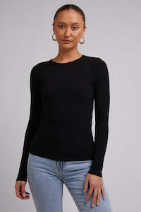 Tops Long Sleeve Womens: SILENT THEORY Rib Ls Tee Black