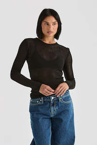 Tops Long Sleeve Womens: LEE Ladder Knit Ls Tee Black