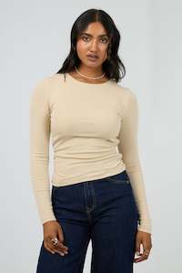 ALL ABOUT EVE Kylie Long Sleeve Top Oatmeal