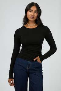 ALL ABOUT EVE Kylie Long Sleeve Top Black