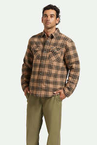 BRIXTON Bowery Quilted Flannel Woodsmoke Black