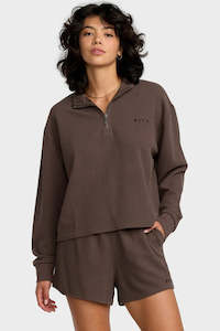 RVCA Glory Waffle Pullover Brown Bear