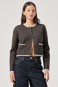 ROLLAS Parker Cardigan Charcoal Marle