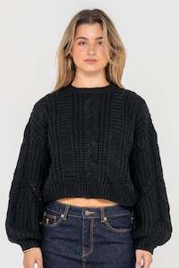 RUSTY Folktale Crop Chunky Knit Black
