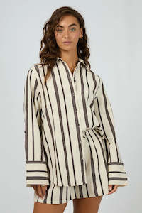 Shirts Womens: ALL ABOUT EVE Rosa Stripe Shirt Brown