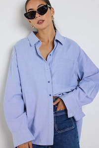 Shirts Womens: STORIES BE TOLD Signature Oversized Shirt Blue Oxford