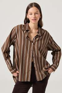 Shirts Womens: ROLLAS Brownstone Shirt Cocoa Stripe
