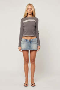 Tees Long Sleeve Womens: ABRAND Rebellion Ls Tee Dark Grey