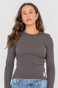 RUSTY Rusty Essentials Ribbed Longsleeve Top Carbon
