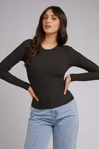ALL ABOUT EVE Eve Rib Baby Long Sleeve Tee Washed Black