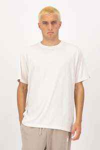 Mens Mons Royale Merino: MONS ROYALE Mens Yonder T-Shirt Nat Label Ctn Vintage White
