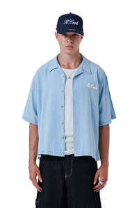 Shirts Mens: BARNEY COOLS Script Shirt Blue