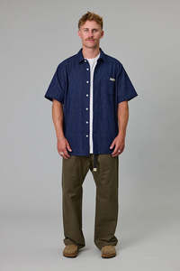 JUST ANOTHER FISHERMAN Ballast Ss Shirt Stripe Denim