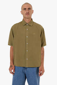 WORSHIP Core Linen Short Sleeve Shirt Kelp