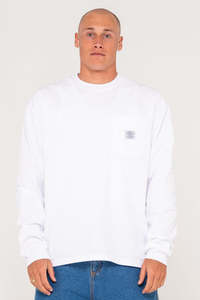 Tees Long Sleeve Mens: RUSTY Steezey Ls Heavy Tee White