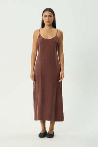 AFENDS Valley Cupro Midi Dress Hazelnut