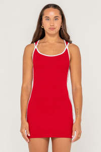 RUSTY Ashley Ribbed Mini Dress Red