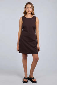 SILENT THEORY Tallow Tie Mini Dress Chocolate