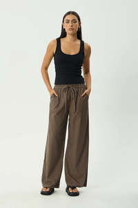 AFENDS Cyrus Wide Leg Pant Coffee Stripe