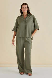 Pants Womens: BETTY BASICS Zaza Relax Pant Olive Green