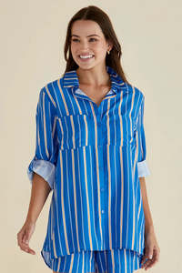 BETTY BASICS Mills Shirt Blue Stripe Blue