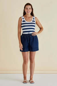 Shorts Womens: BETTY BASICS Relax Denim Shorts Dark Blue Denim