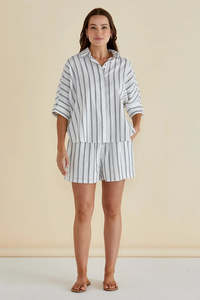 Shorts Womens: BETTY BASICS Sierra Short Black White Stripe White