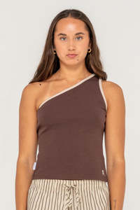 Tanks Womens: RUSTY Zoe One Shoulder Tank Java