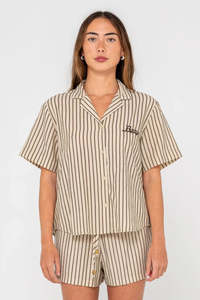 RUSTY Sandy Stripe Ss Shirt Oatmeal Stripe