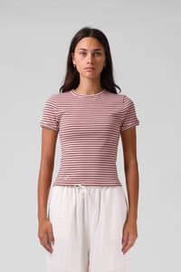 Womens: RPM Stripe Ribbed Tee Pink Stripe