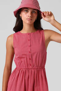 Womens: RPM Smock Midi Dress Red Pinstripe