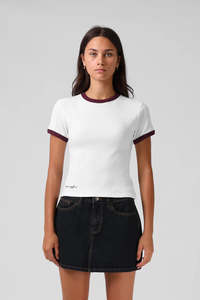 RPM Ribbed Ringer Tee White