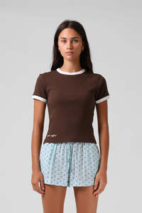 RPM Ribbed Ringer Tee Chocolate
