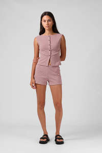 RPM Ribbed Shorty Short Pink Stripe