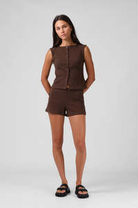 RPM Ribbed Shorty Short Chocolate