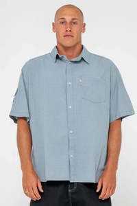 Mens: RUSTY Stasha Pocket Ss Shirt China Blue