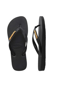 Jandals: HAVAIANAS Top Logo Metallic Black Gold 1069