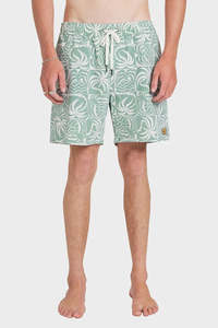 Boardshorts Mens: RVCA Exotica Print Elastic Shorts Sage Leaf